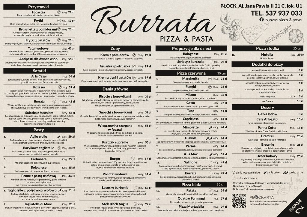 Menu Burrata - zdjęcie 1