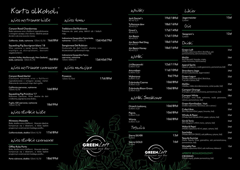 Menu Green Loft - zdjęcie 1