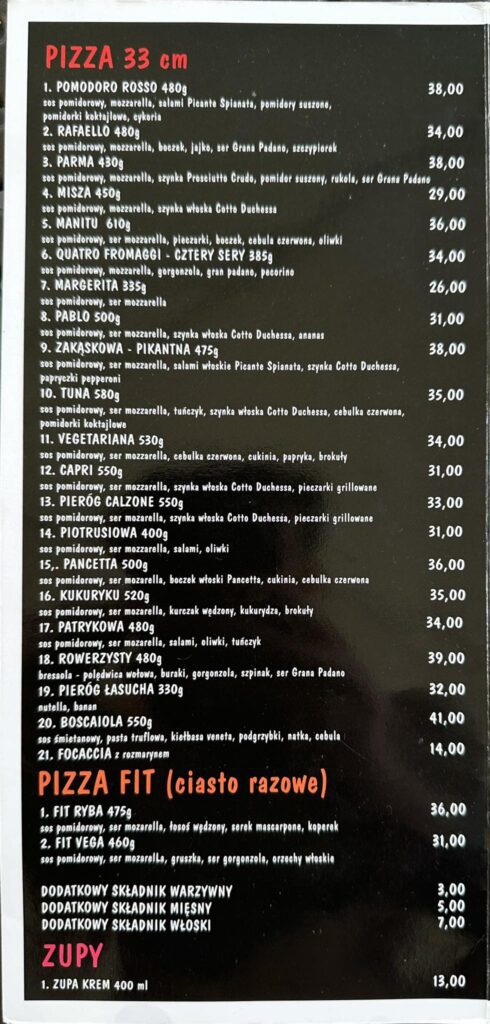 Menu Pizzeria Czerwony Pomidor - zdjęcie 1