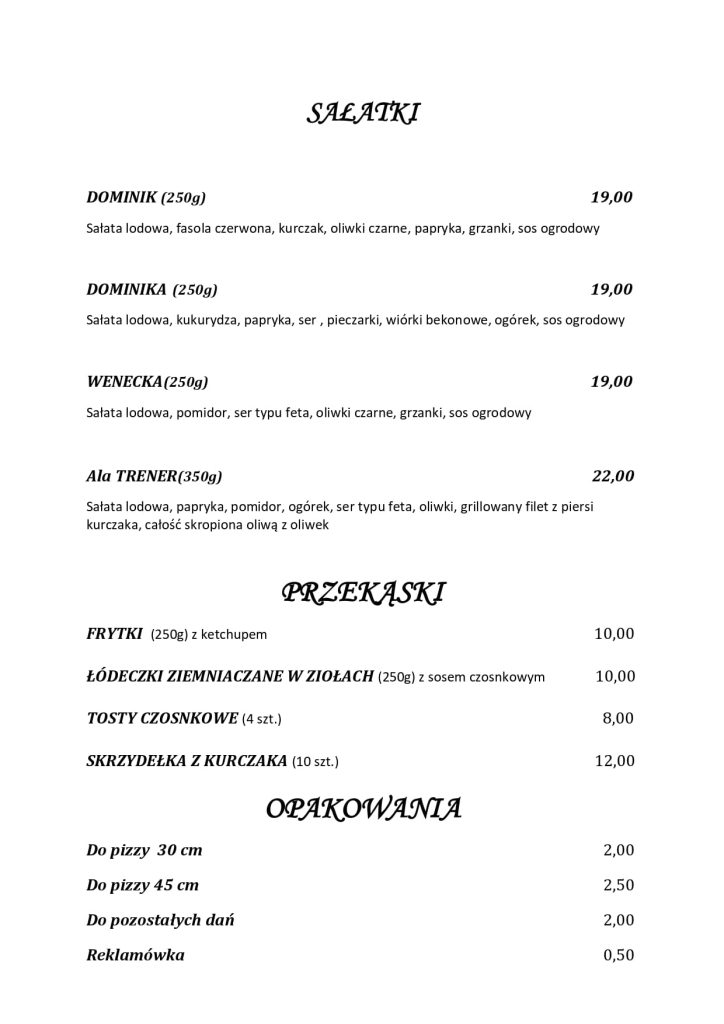 Menu Pizzeria Szachownica - zdjęcie 5