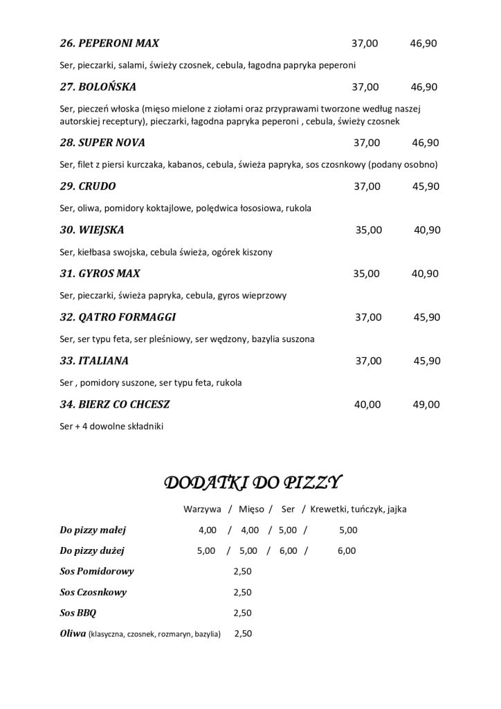 Menu Pizzeria Szachownica - zdjęcie 3