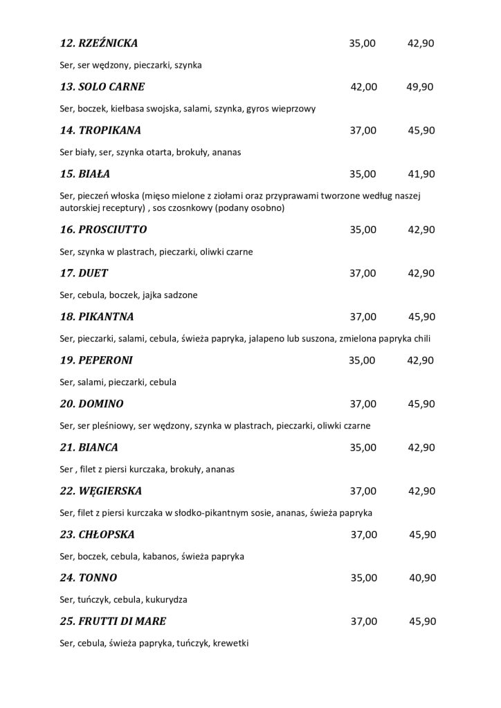 Menu Pizzeria Szachownica - zdjęcie 2