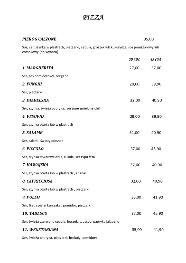 Menu Pizzeria Szachownica - zdjęcie 1