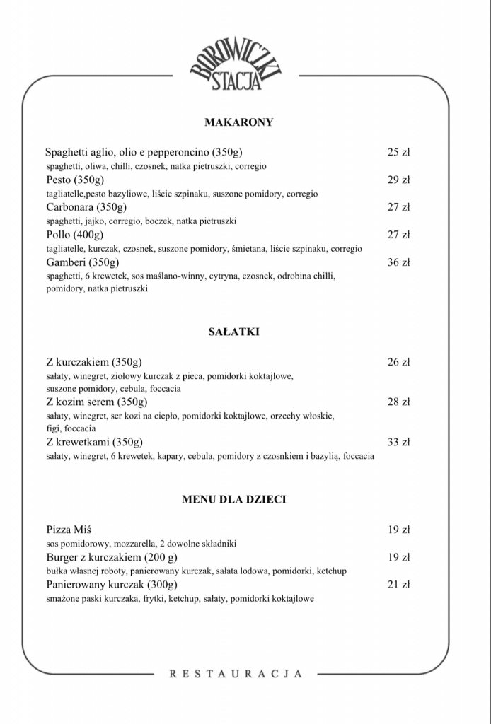 Menu Stacja Borowiczki - zdjęcie 3