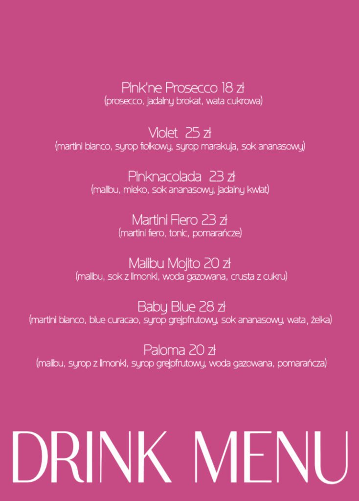 Menu Pink’na Cafe - zdjecie 2