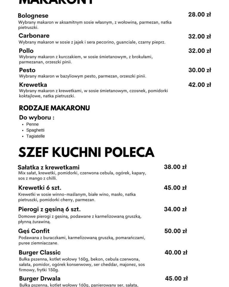 smaki plock menu