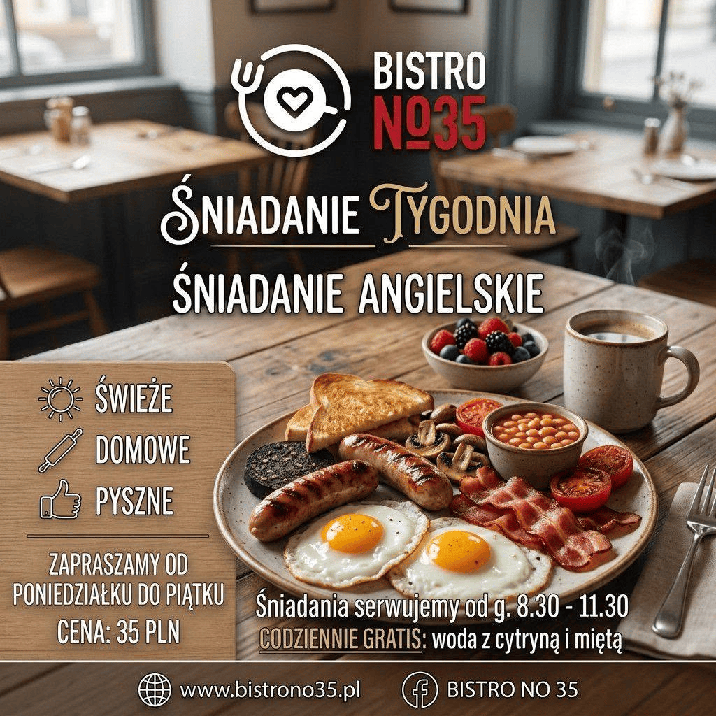 Śniadanie angielskie w Bistro No 35 w Płocku